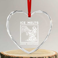 Ice Melts Under Resistance Heart Crystal Glass Ornament Against Ice Protest Dragon Graphic with Fire