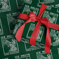 Ice Melts Under Resistance Wrapping Paper Roll Against Ice Protest Dragon Graphic with Fire
