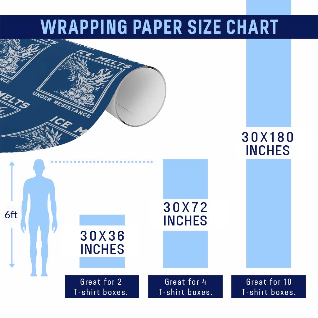 Ice Melts Under Resistance Wrapping Paper Roll Against Ice Protest Dragon Graphic with Fire