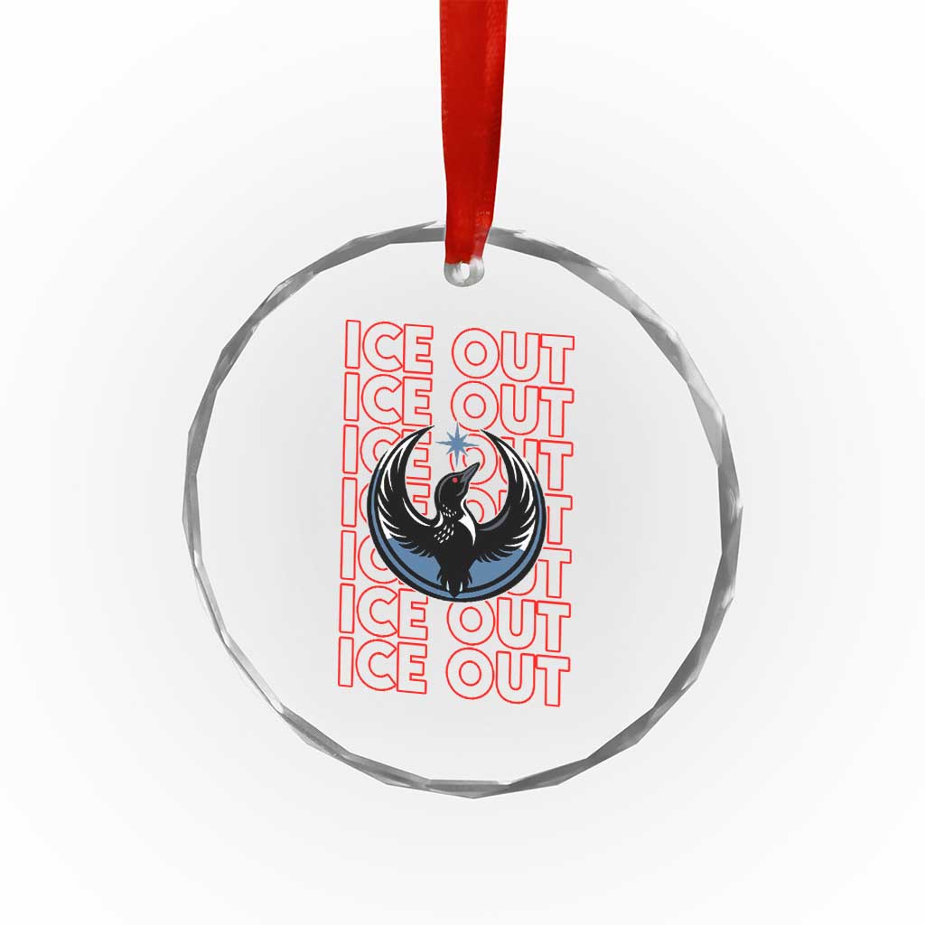 ICE Out Crystal Glass Ornament Minneapolis Resist Anti ICE Immigration Protest