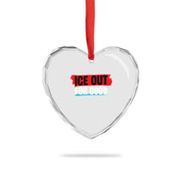 Ice Out For Good Heart Crystal Glass Ornament Subtle Against Ice Protest Political Resistance
