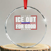 Ice Out For Good Patriotic Protest Crystal Glass Ornament Justice Resistance Red White and Blue