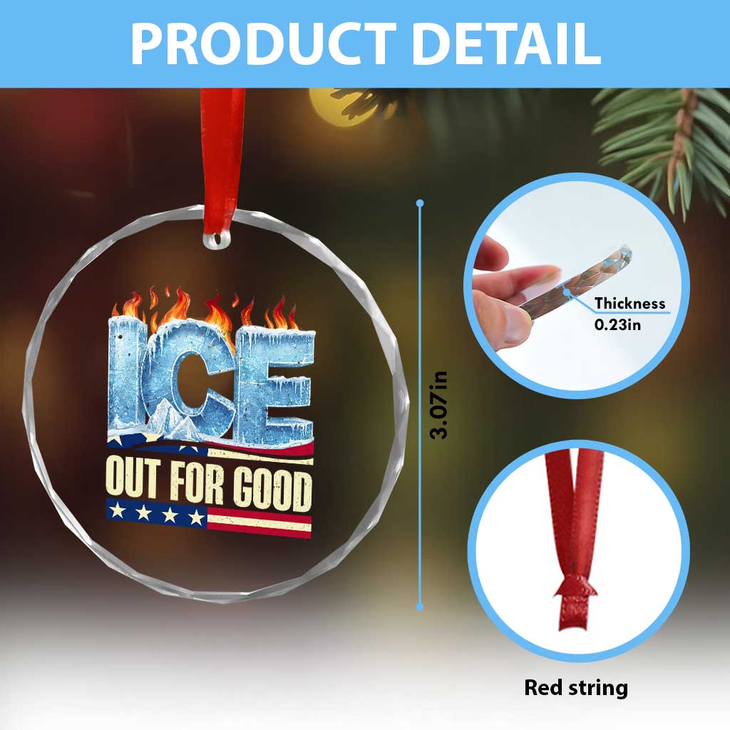 Ice Out For Good Patriotic Protest Crystal Glass Ornament Patriotic Burn Ice Justice Political Resistance