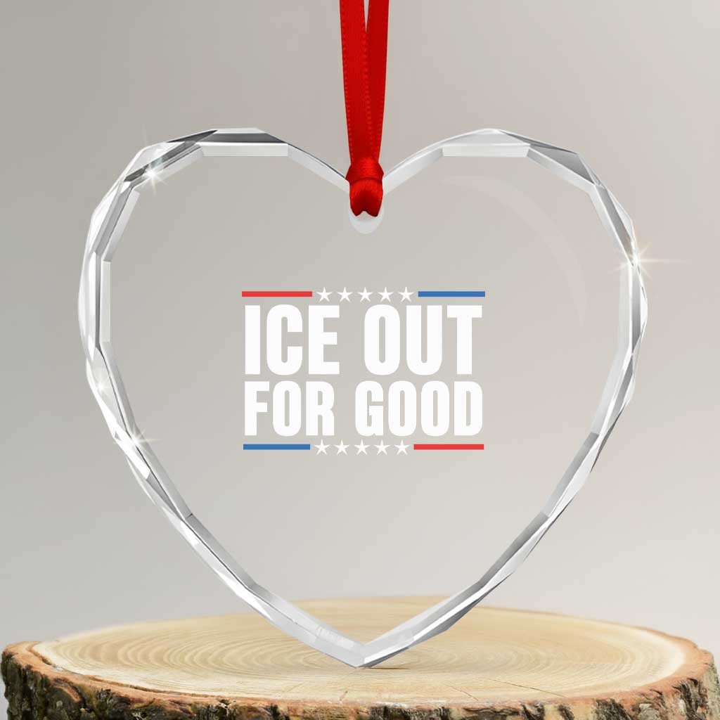 Ice Out For Good Patriotic Protest Heart Crystal Glass Ornament Justice Political Resistance