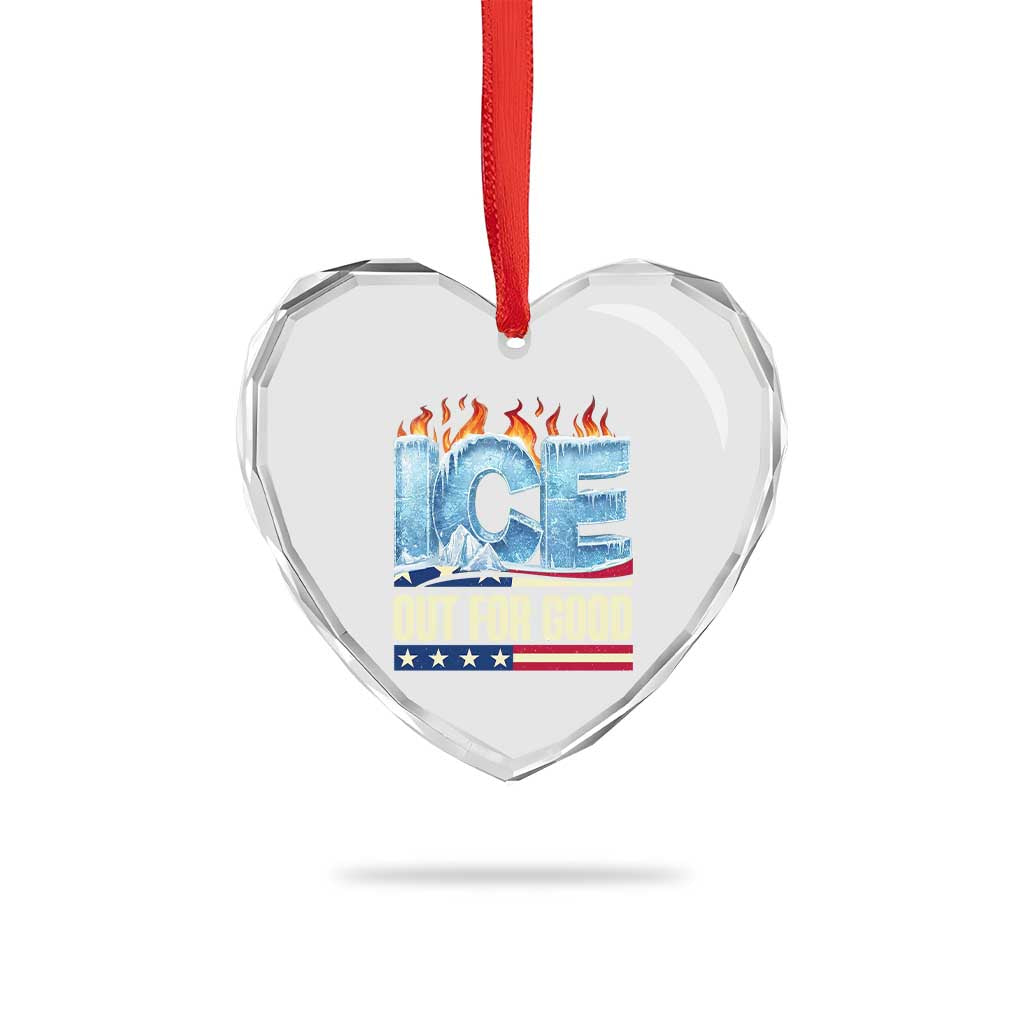 Ice Out For Good Patriotic Protest Heart Crystal Glass Ornament Patriotic Burn Ice Justice Political Resistance