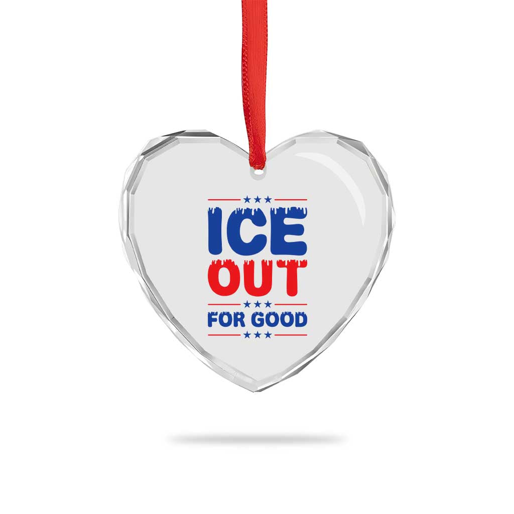 Ice Out For Good Protest Heart Crystal Glass Ornament Justice Against Ice Political Resistance