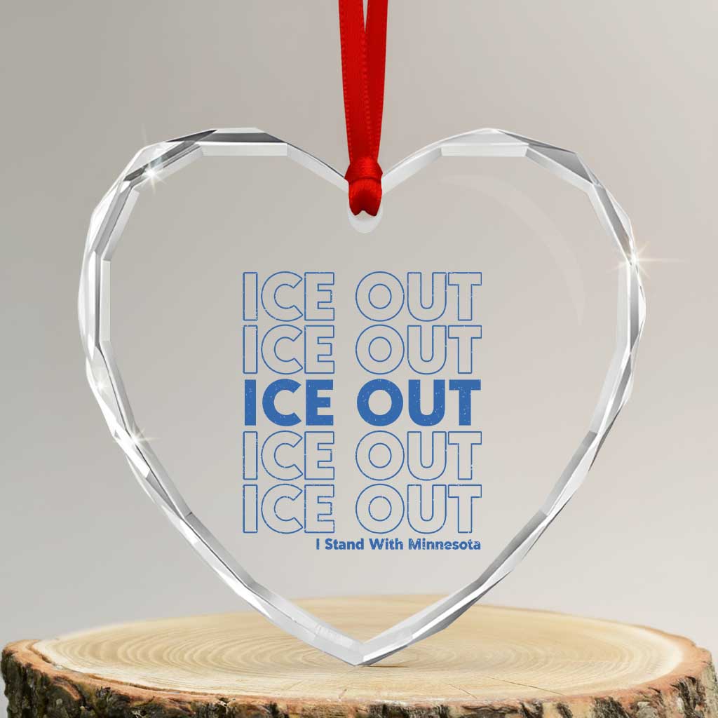 ICE Out Heart Crystal Glass Ornament I Stand With Minnesota Minneapolis Anti ICE