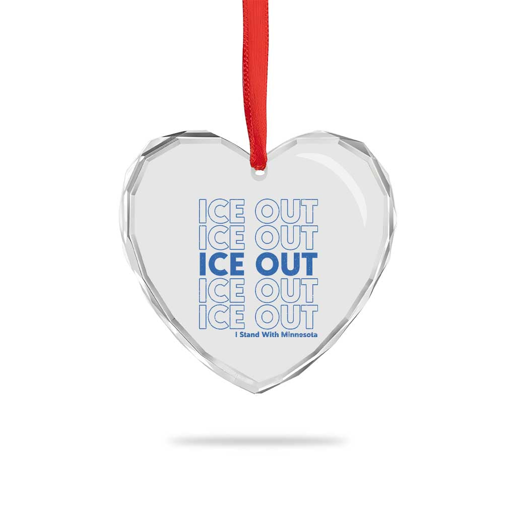 ICE Out Heart Crystal Glass Ornament I Stand With Minnesota Minneapolis Anti ICE