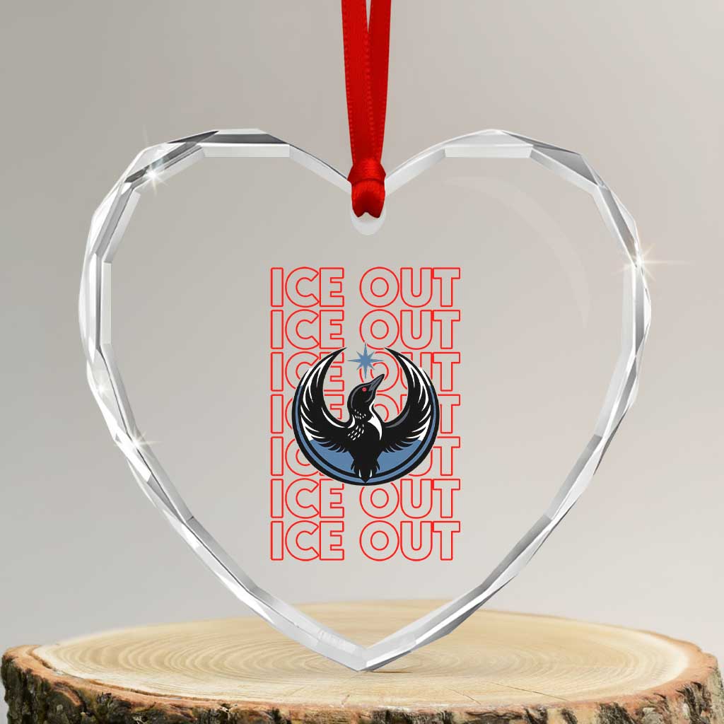 ICE Out Heart Crystal Glass Ornament Minneapolis Resist Anti ICE Immigration Protest