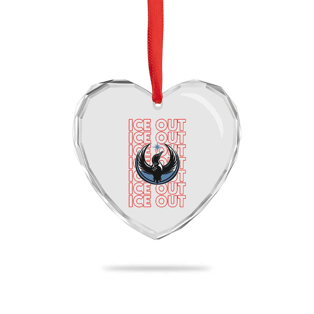 ICE Out Heart Crystal Glass Ornament Minneapolis Resist Anti ICE Immigration Protest