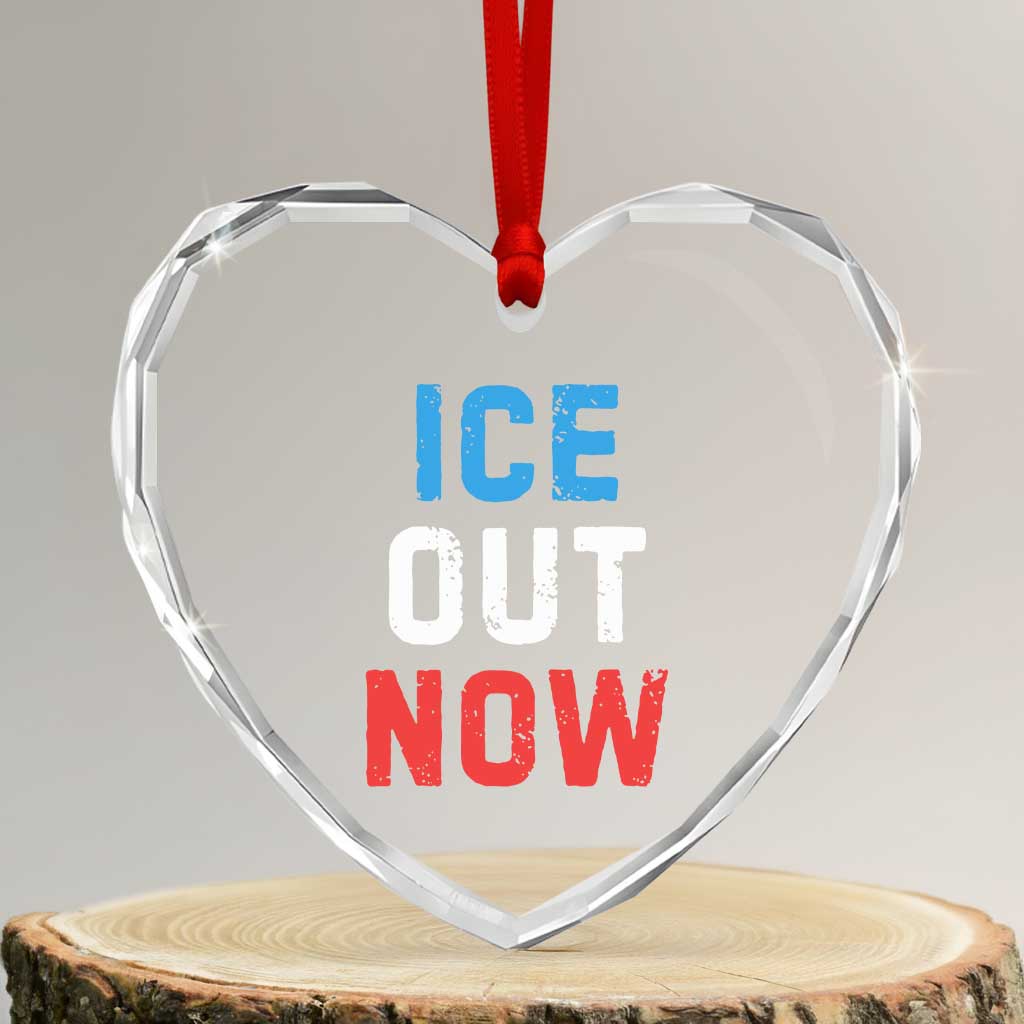 Ice Out Heart Crystal Glass Ornament Minneapolis Resist ICE Immigration Rights Protest
