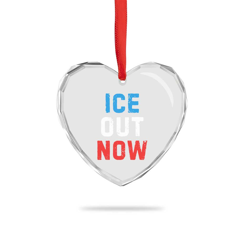 Ice Out Heart Crystal Glass Ornament Minneapolis Resist ICE Immigration Rights Protest