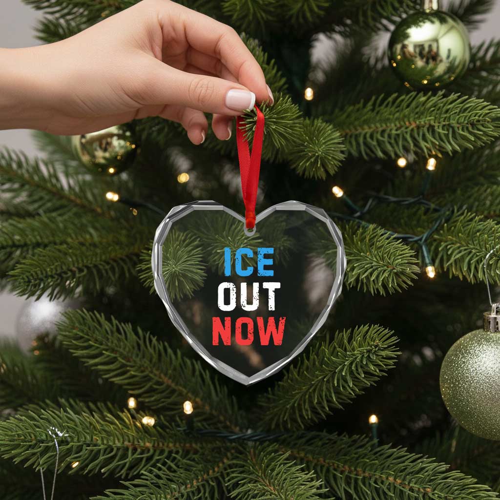 Ice Out Heart Crystal Glass Ornament Minneapolis Resist ICE Immigration Rights Protest