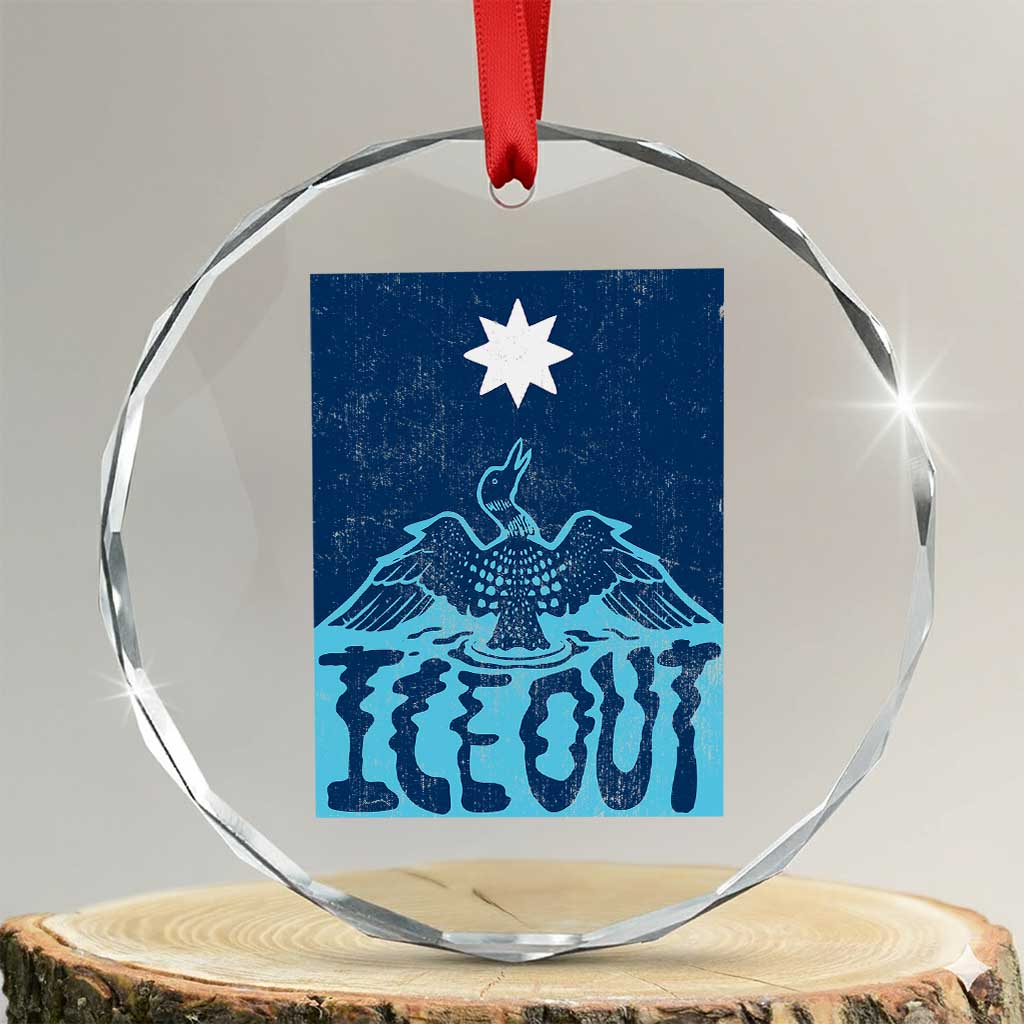 Ice Out Minnesota Loon Crystal Glass Ornament MN State Protest