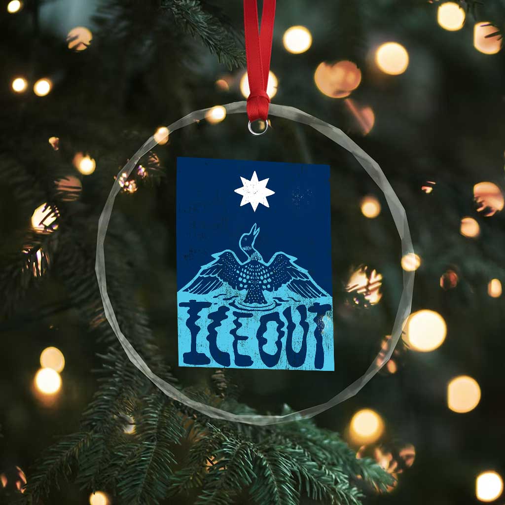 Ice Out Minnesota Loon Crystal Glass Ornament MN State Protest