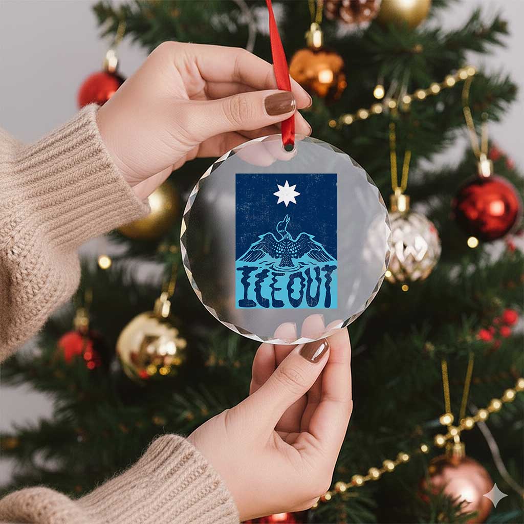 Ice Out Minnesota Loon Crystal Glass Ornament MN State Protest