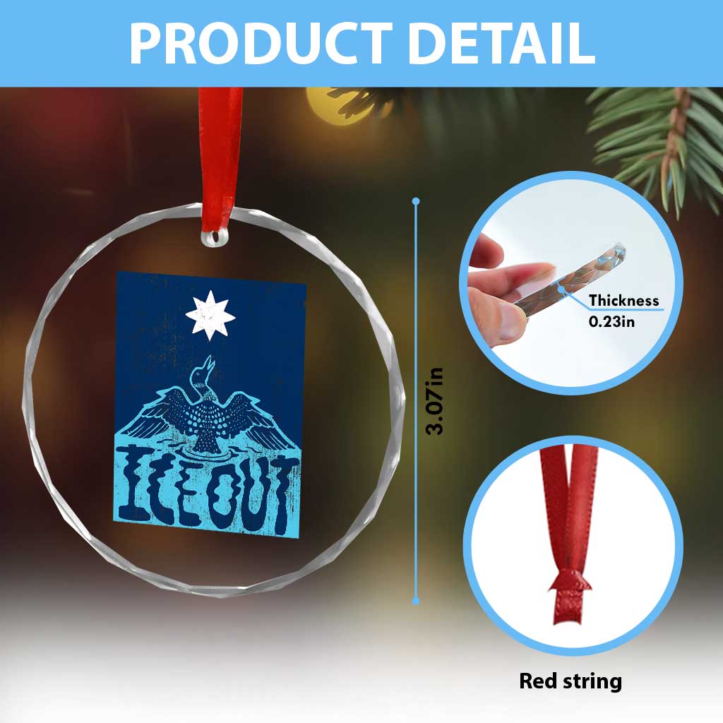 Ice Out Minnesota Loon Crystal Glass Ornament MN State Protest