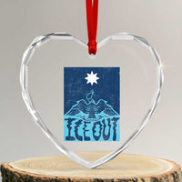 Ice Out Minnesota Loon Heart Crystal Glass Ornament MN State Protest