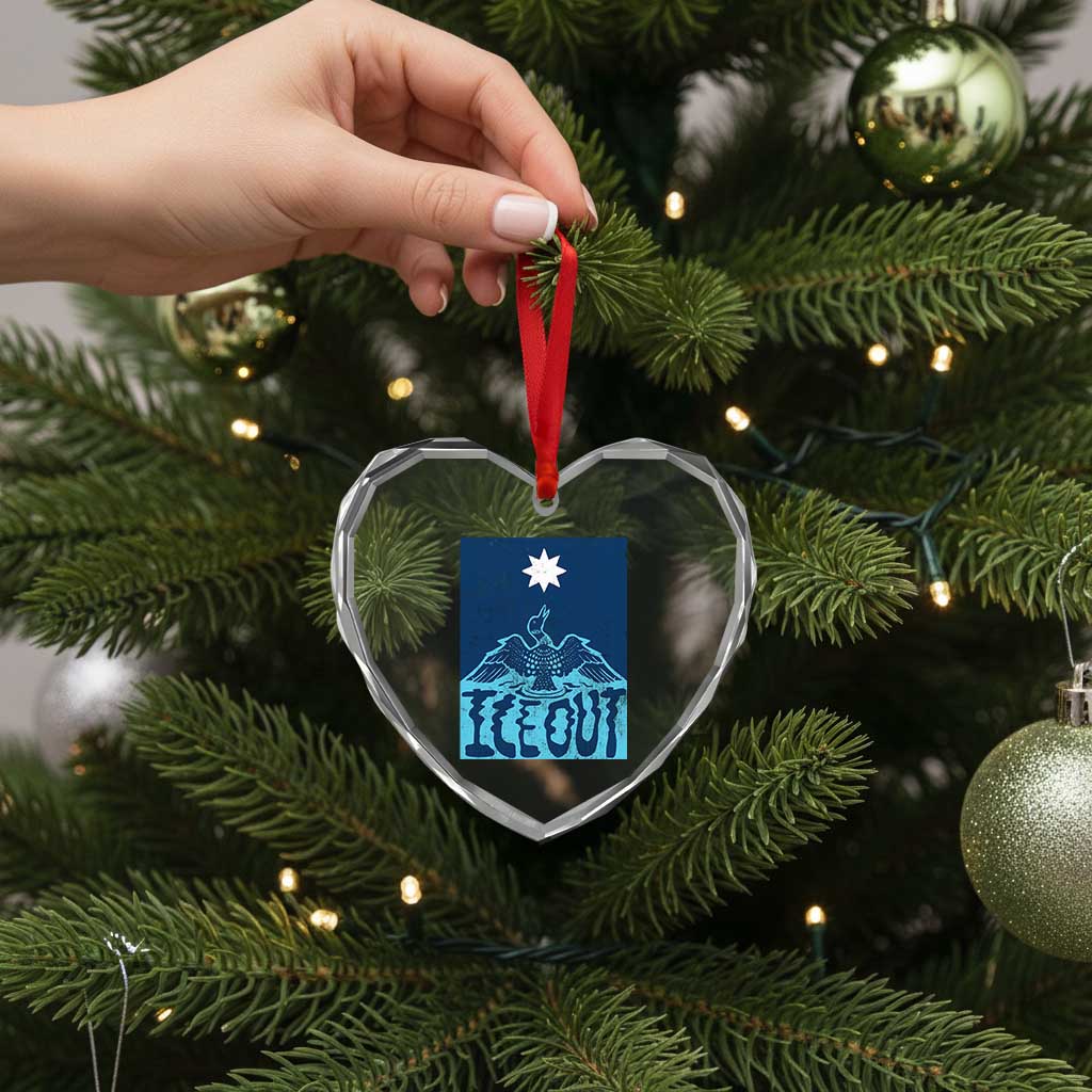 Ice Out Minnesota Loon Heart Crystal Glass Ornament MN State Protest