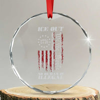 Ice Out No Human Is Illegal Crystal Glass Ornament Vintage Old 1776 US Flag