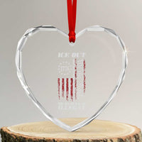 Ice Out No Human Is Illegal Heart Crystal Glass Ornament Vintage Old 1776 US Flag