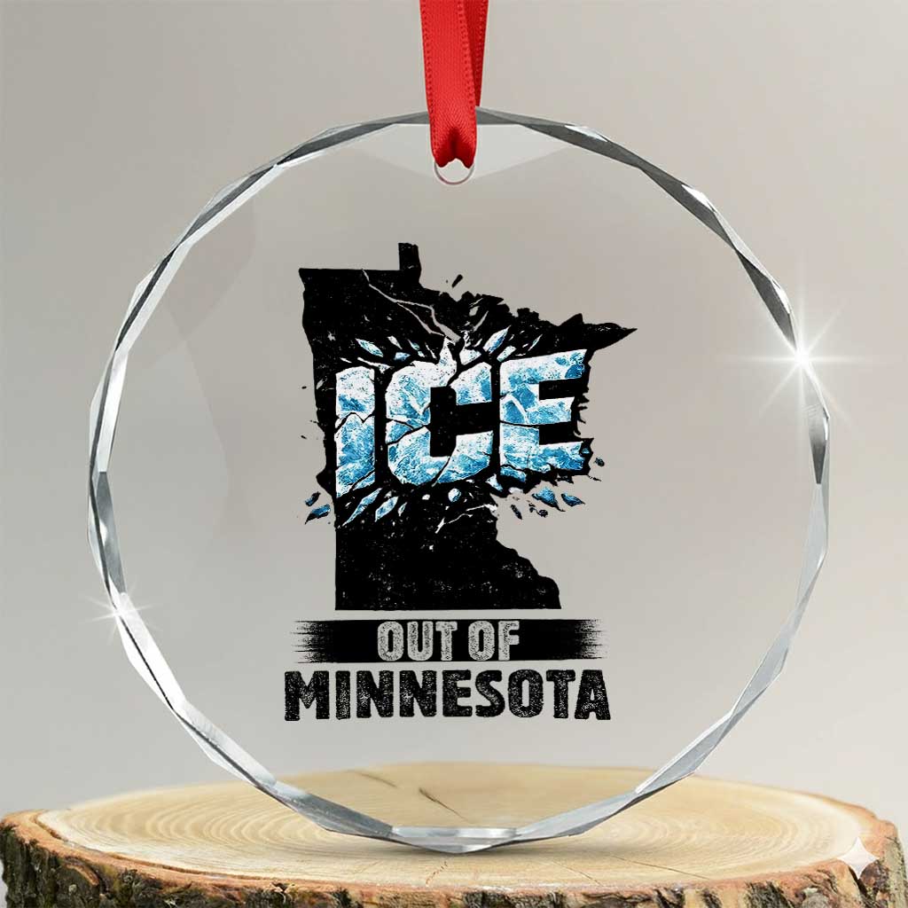 Ice Out of Minnesota Crystal Glass Ornament MN State Map Abolish Ice Protest
