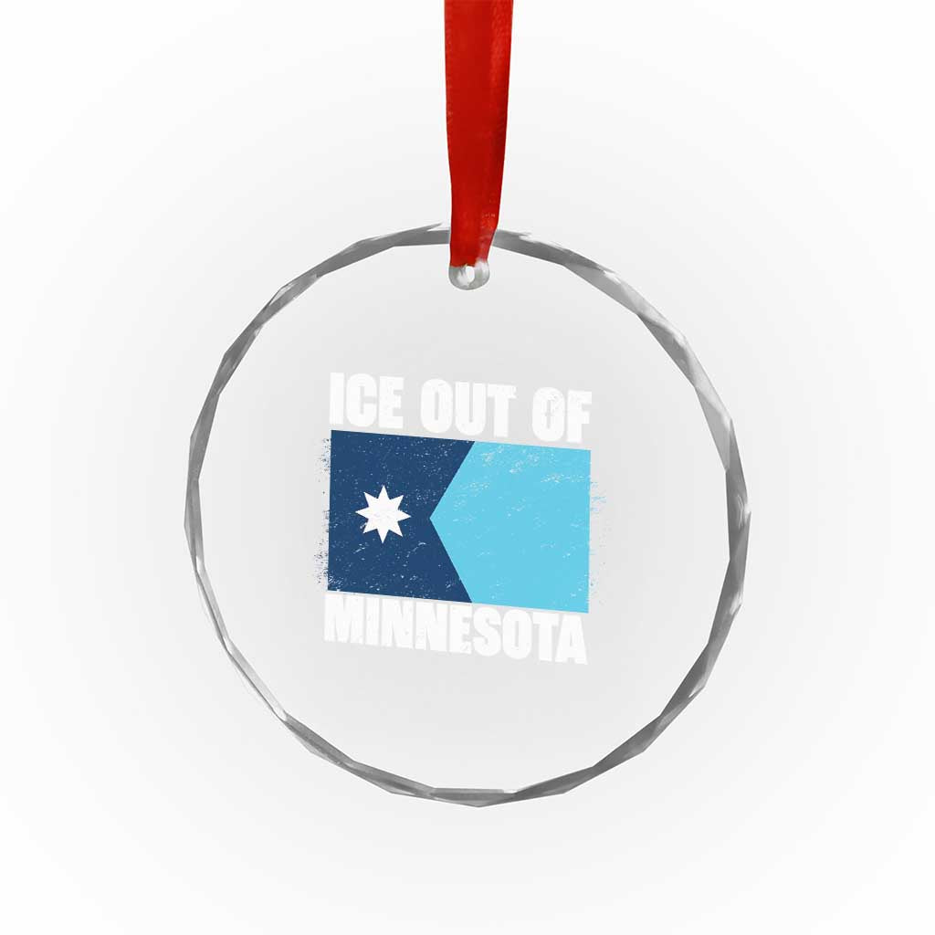 Ice Out Of Minnesota Crystal Glass Ornament State Flag Minneapolis Justice and Resistance