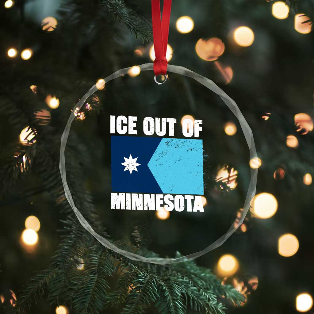 Ice Out Of Minnesota Crystal Glass Ornament State Flag Minneapolis Justice and Resistance