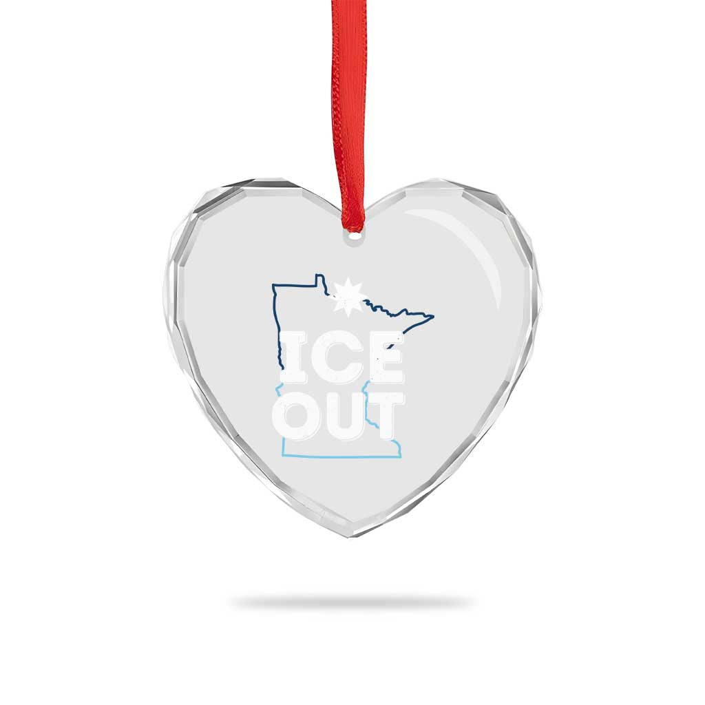 Ice Out Of Minnesota Heart Crystal Glass Ornament MN Map Immigration Protest Community Resistance