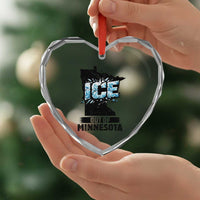 Ice Out of Minnesota Heart Crystal Glass Ornament MN State Map Abolish Ice Protest