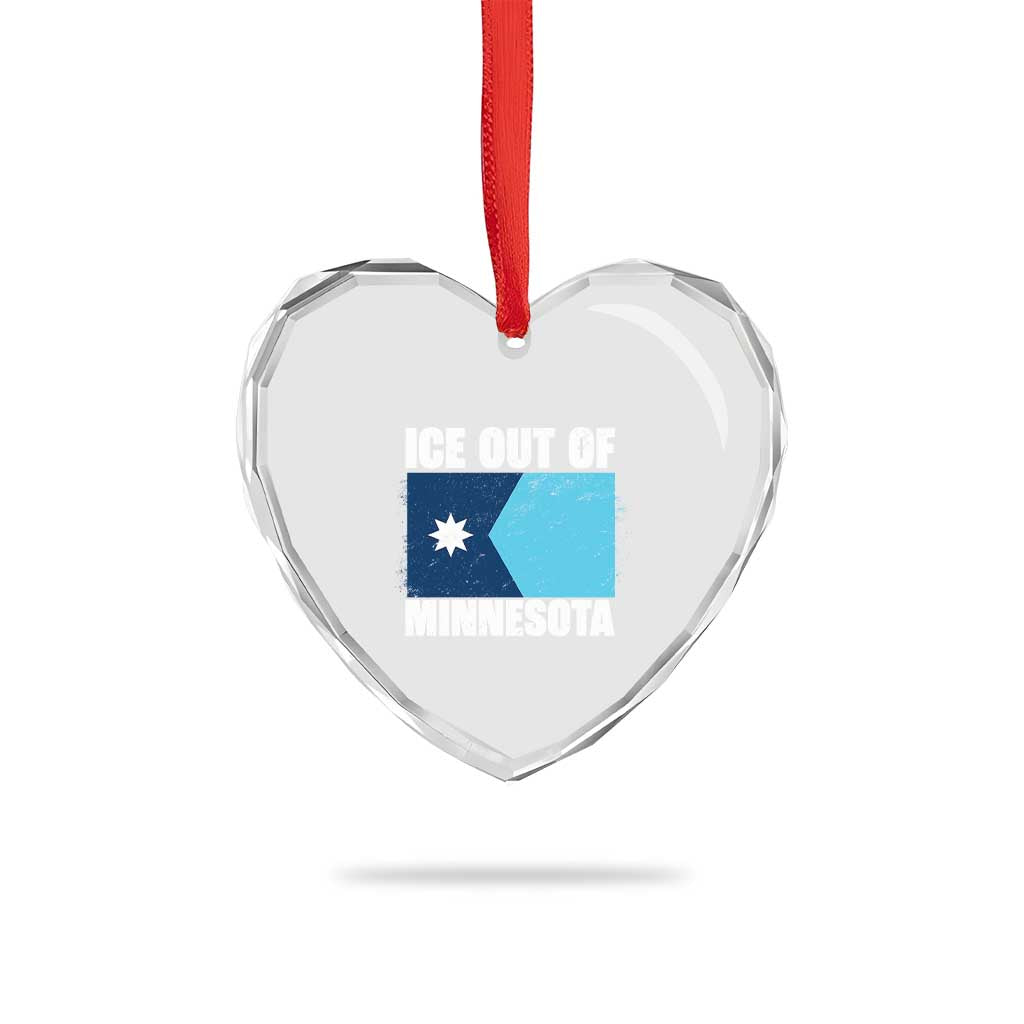 Ice Out Of Minnesota Heart Crystal Glass Ornament State Flag Minneapolis Justice and Resistance