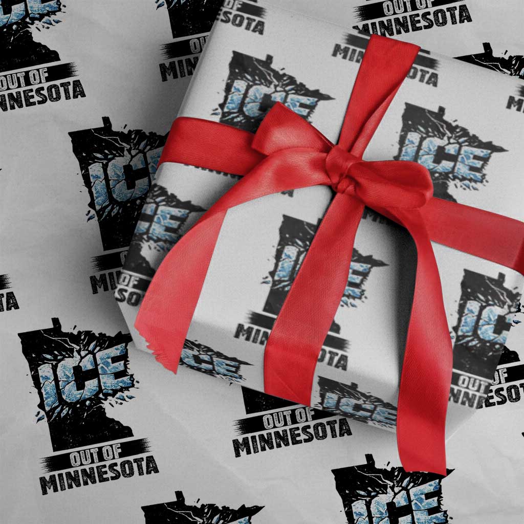 Ice Out of Minnesota Wrapping Paper Roll MN State Map Abolish Ice Protest