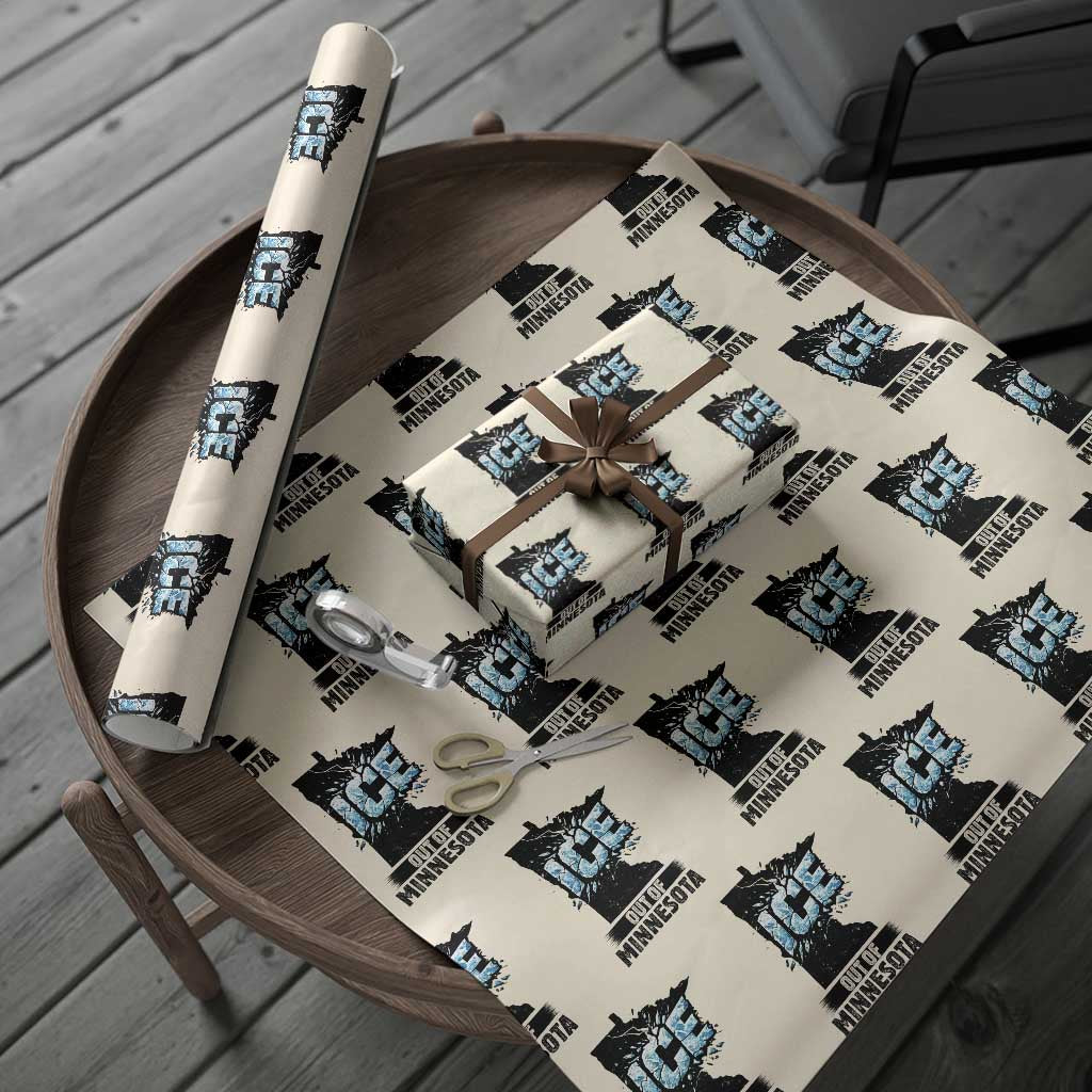 Ice Out of Minnesota Wrapping Paper Roll MN State Map Abolish Ice Protest