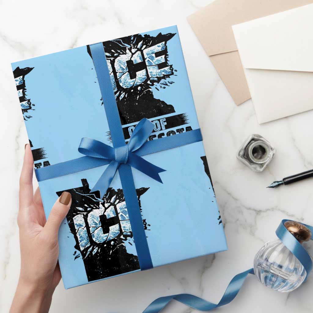 Ice Out of Minnesota Wrapping Paper Roll MN State Map Abolish Ice Protest