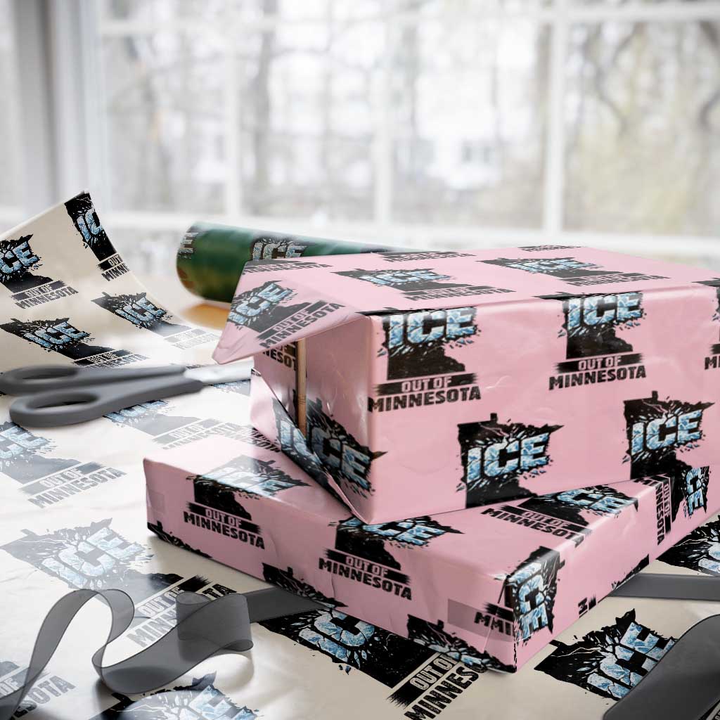 Ice Out of Minnesota Wrapping Paper Roll MN State Map Abolish Ice Protest