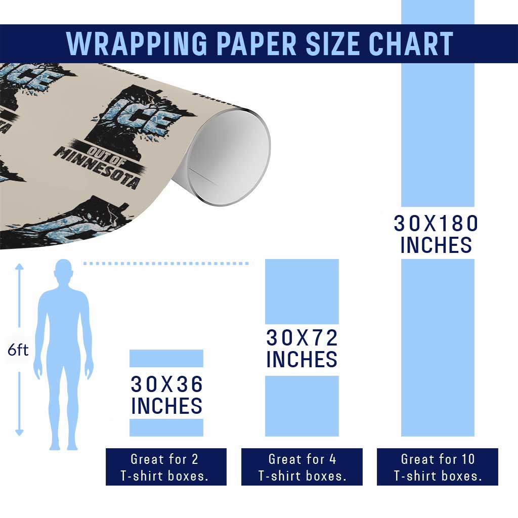 Ice Out of Minnesota Wrapping Paper Roll MN State Map Abolish Ice Protest