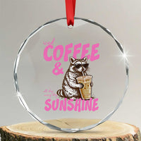 Iced Coffee and Sunshine Crystal Glass Ornament Funny Raccoon Summer Coffee Lover Gift