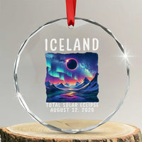 Iceland Total Solar Eclipse 2026 Aurora Crystal Glass Ornament Totality Northern Lights Astronomy Travel Gift