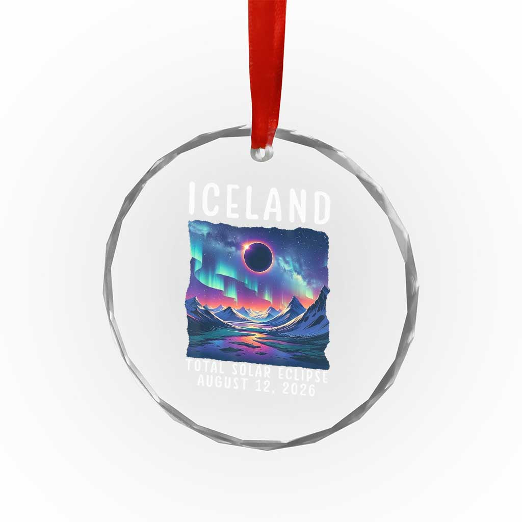 Iceland Total Solar Eclipse 2026 Aurora Crystal Glass Ornament Totality Northern Lights Astronomy Travel Gift