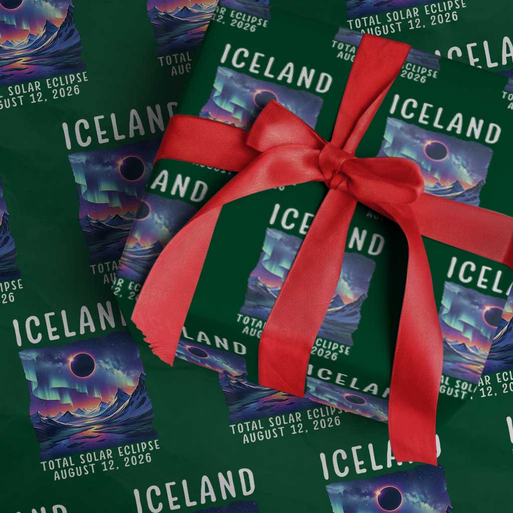 Iceland Total Solar Eclipse 2026 Aurora Wrapping Paper Roll Totality Northern Lights Astronomy Travel Gift