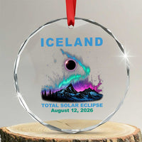 Iceland Total Solar Eclipse 2026 Crystal Glass Ornament August 12 Eclipse Totality Chaser Aurora Northern Lights