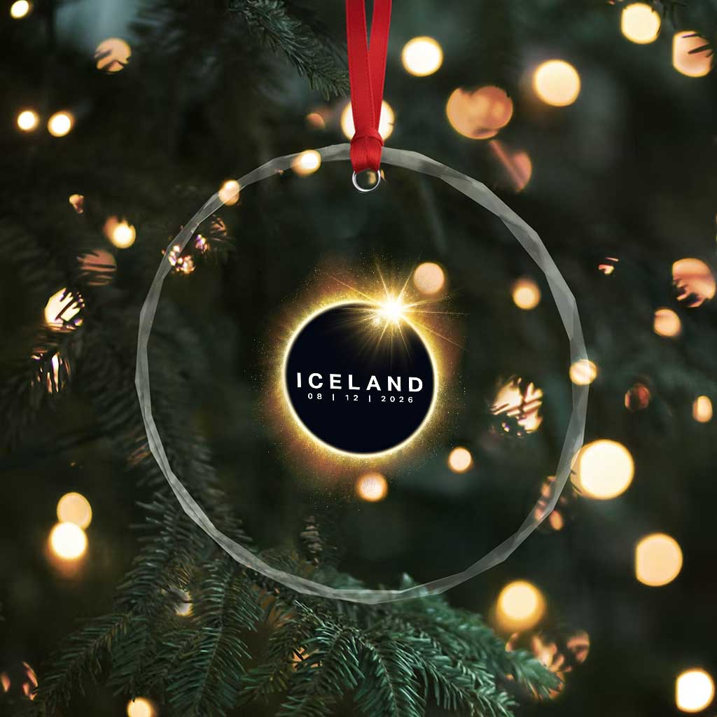 Iceland Total Solar Eclipse 2026 Crystal Glass Ornament Path of Totality Astronomy Gift