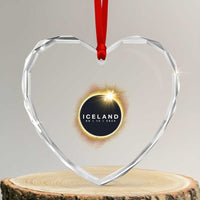 Iceland Total Solar Eclipse 2026 Heart Crystal Glass Ornament Path of Totality Astronomy Gift