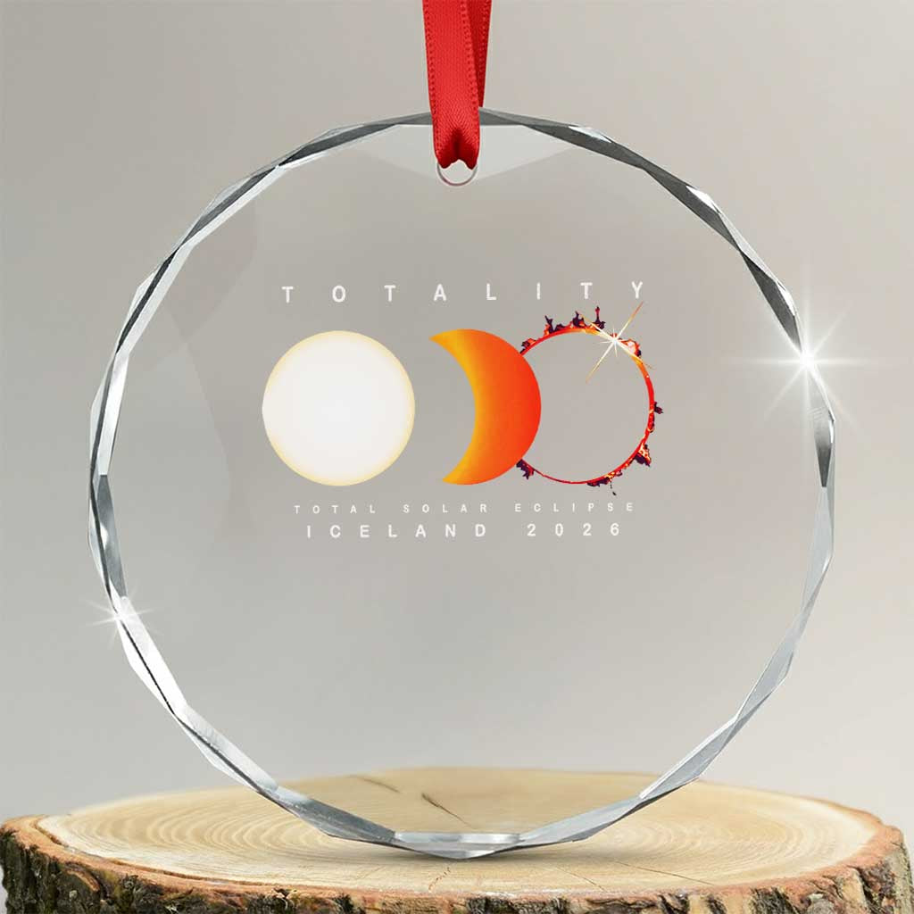 Iceland Total Solar Eclipse 2026 Totality Crystal Glass Ornament Travel Souvenir Astronomy Geek Gift