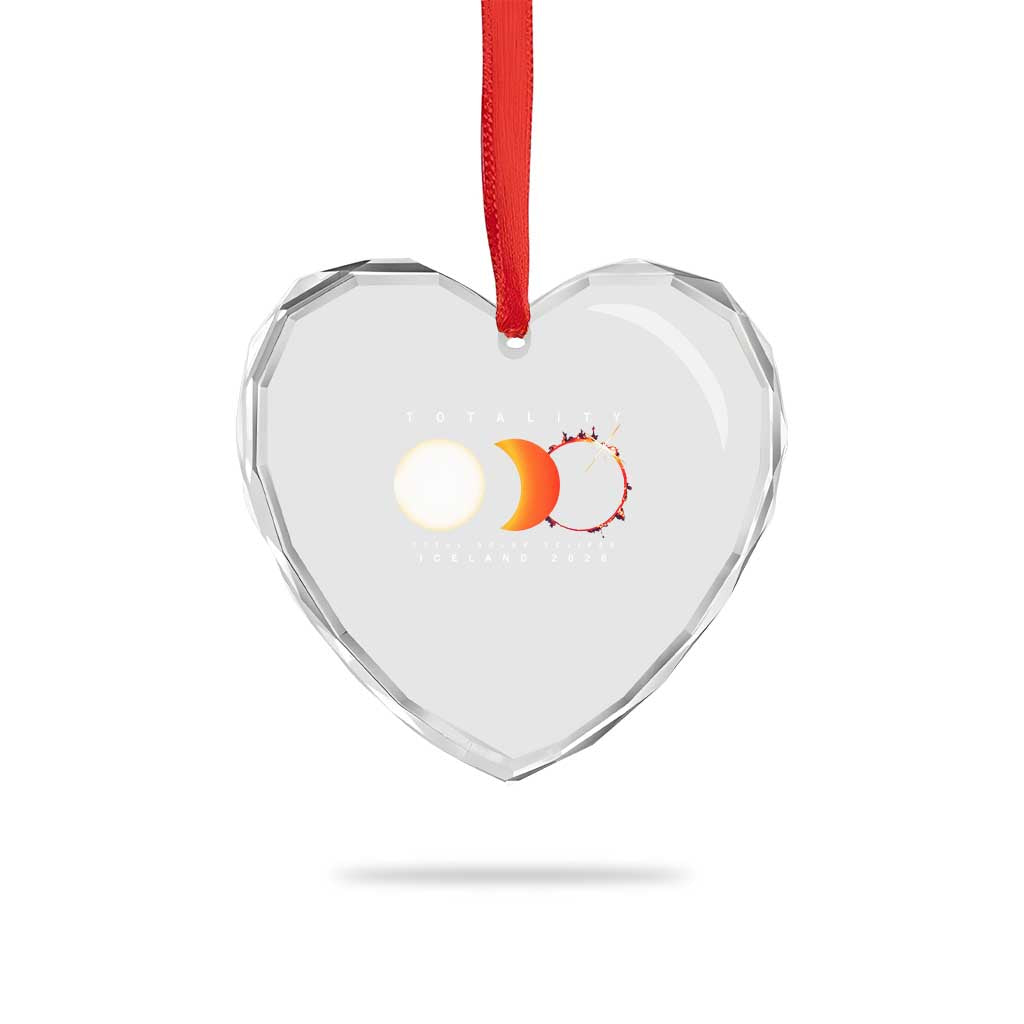 Iceland Total Solar Eclipse 2026 Totality Heart Crystal Glass Ornament Travel Souvenir Astronomy Geek Gift