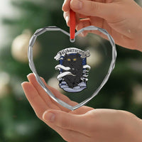 Icelandic Xmas Heart Crystal Glass Ornament Yule Cat Jolakotturinn Xmas Eve - Wonder Print Shop