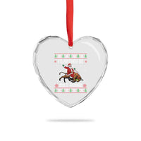Id Rather Be Bull Riding Heart Crystal Glass Ornament Black Santa Bull Rider Ugly Christmas Gift - Wonder Print Shop