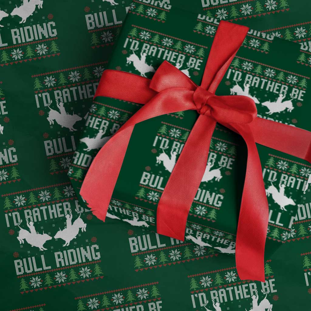 Id Rather Be Bull Riding Wrapping Paper Roll Rodeo Bull Rider Ugly Christmas Gift - Wonder Print Shop