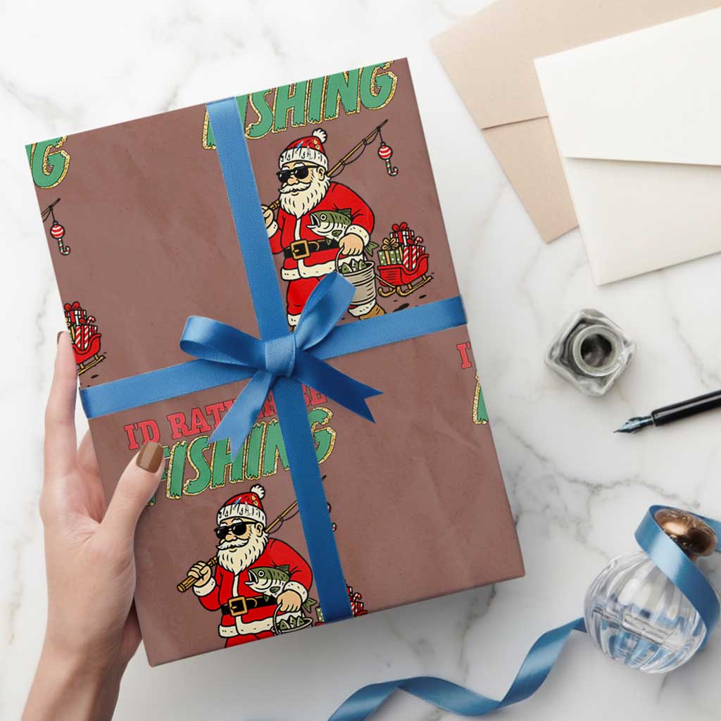 Id Rather Be Fishing Wrapping Paper Roll Funny Xmas Holiday Gift - Wonder Print Shop