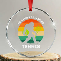 Id Rather Be Playing Tennis Crystal Glass Ornament Vintage Retro Bigfoot Tennis Player Gift - Wonder Print Shop